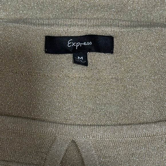 Express Metallic Gold Bodycon Sweater Dress Keyhole Neck 3/4 Sleeve Size Medium - Picture 5 of 5